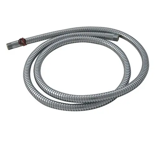 Chromfarbener Schlauch mit gewendeltem Design, möglicherweise von Kludi, geeignet für Sanitärinstallationen oder als Ersatzteil.